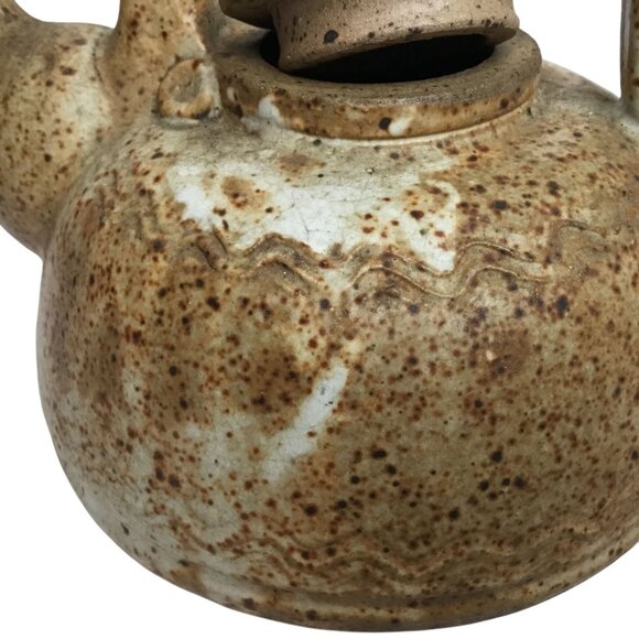 Vintage Wabi-Sabi 6.5" Signed Studio Pottery Stoneware Teapot Speckled/Ash Glaze - Picture 13 of 13